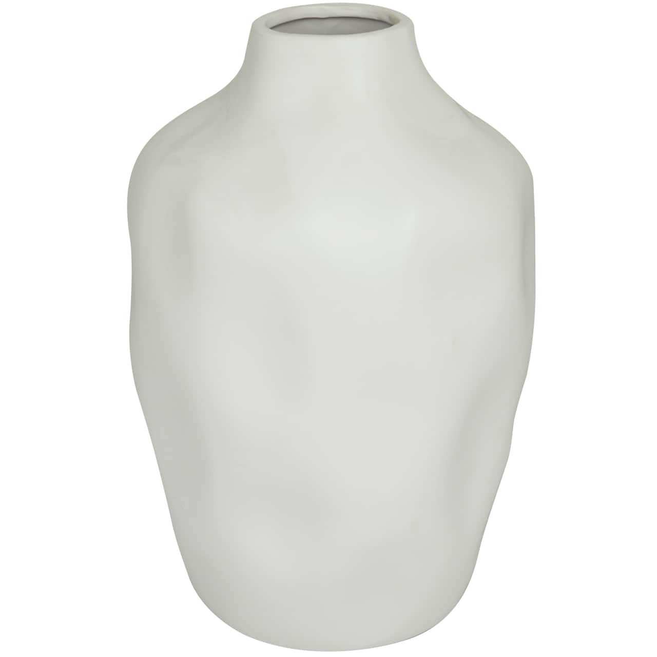 CosmoLiving by Cosmopolitan White Ceramic Faceted Vase 9" x 9" x 14"
